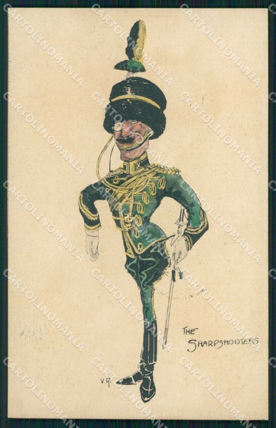 Military Soldier Uniform British Army Hand Painted signed V. R. postcard XF9230