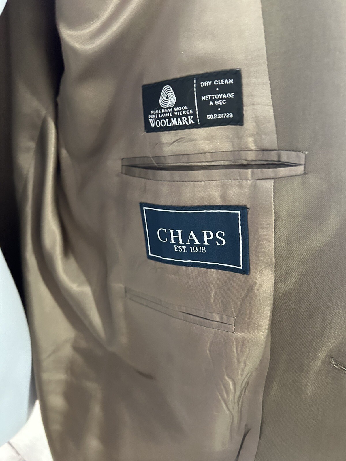 Chaps 1978  100% Wool Solid Brown 2 Button Sports… - image 6