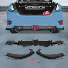 Rear Bumper Diffuser For 2016-2021 Honda Civic Rear Lip Diffuser Body Kit w/LED