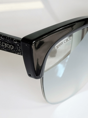 JIMMY CHOO Women\'s Oval 56mm Priya/S Black Glitter Sunglasses NEW WITH CASE $425 JIMMY CHOO Women main image 2