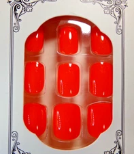 Beautiful Nails Bright Orange glue on Short