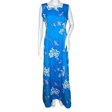 Liberty House Hawaii 8 Blue Floral Maxi Dress Tropical Island Resort Vintage