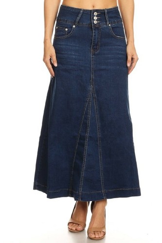 Long Jeans Maxi Flared Denim Skirt | eBay