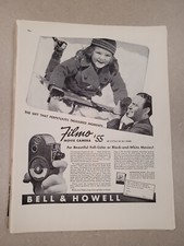 1937 VTG Original Magazine Ad BELL  HOWELL Filmo Movie Camera Treasures Moments