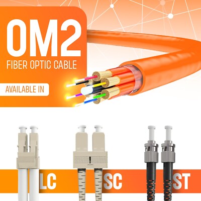 OM2 LC to LC Fiber Optic Patch Cable Multimode Duplex 50/125 Orange LC LC 1M-15M