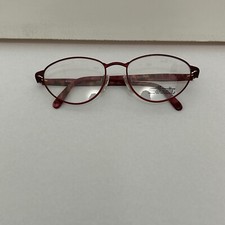VTG NOS Silhouette Red Metal Frame Patterned Plastic Arm Glasses 53-17-135