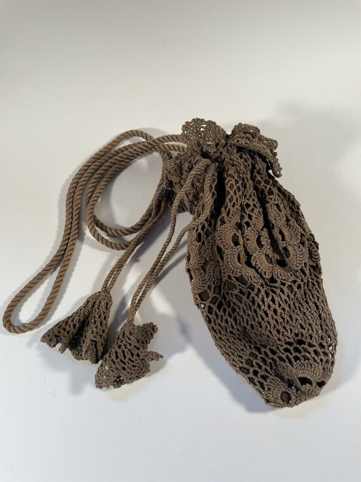 Vintage Purse Chateau Brand Crochet Brown Bag Boh… - image 6