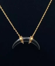 🌙 Gothic Witch Vibes 20" Gold Tone black Crescent Moon Necklace Stella And Dot