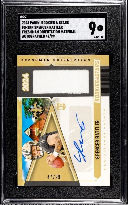 Spencer Rattler Panini Rookies & Stars Freshman Orientation Autograph Relics #FOSRR Prime