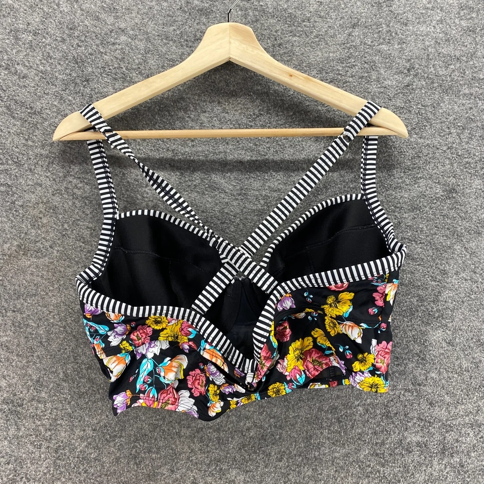 Бюстгальтер длинный Torrid женский M средний черный цветочный пуш-ап на косточках непрозрачный - Изображение 2 из 3