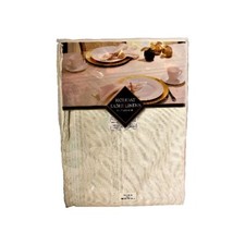Bardwil Linens 70" Round Holiday Tablecloth Cream W/Gold Threads