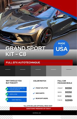 Fits 20-2024 Corvette C8 Z51 STG 2 Front Bumper Lip Splitter (Any Color!)