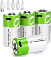 C Batteries 4 Pack, Rechargeable C Cell Batteries with 4-in-1 USB-C Charging NEW