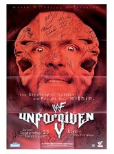 WWE UNFORGIVEN 2001 SIGNED 27X39 FULL SIZE PPV POSTER BY 41+ TRIPLE H JSA LOA