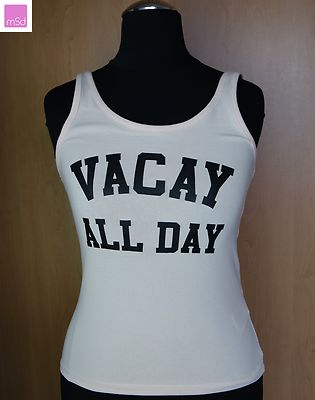 VACAY ALL DAY Jerseytop Shirt Oberteil Tanktop Top Damen Mädchen H&M Gr. XS S
