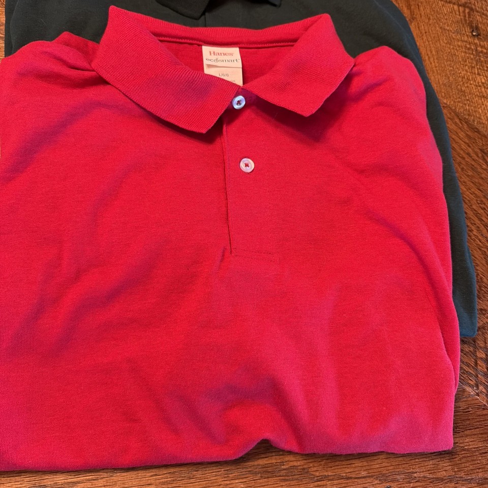 (2) Hanes Lg Polo Shirts - Great To Screen print Or Embroider | eBay
