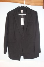 Chicos Black Label Womens Blazer Size 2 Large Black  Zippered Sleeves NWT 189