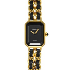 Chanel Premiere L H0001 20mm Yellow Gold Plated Black Wristwatch #WW12084