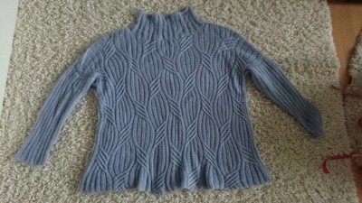 Strickpulli Pullover Gr. 54-56 selbst gestrickt Mohair  in hellgrau  warm