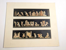 Tríptico de querubín putti estilo pompeya de colección impresión artística mate 15x13