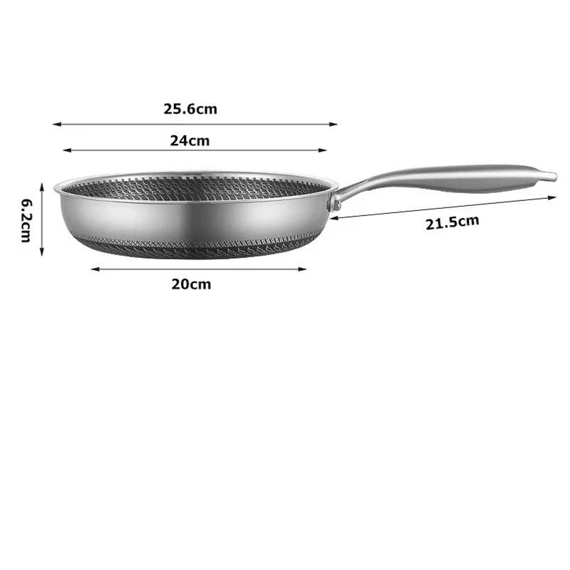 Nonstick Honeycomb Frying Pan with Lid Stainless Steel Induction Cookware