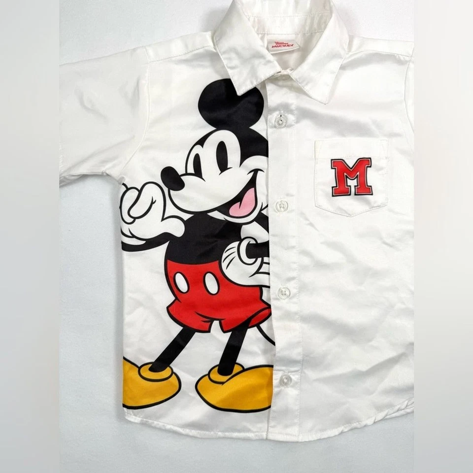 Camisa hawaiana con botones Disney Junior para niños pequeños Mickey Mouse 4T ropa de resort Foto 3 de 4