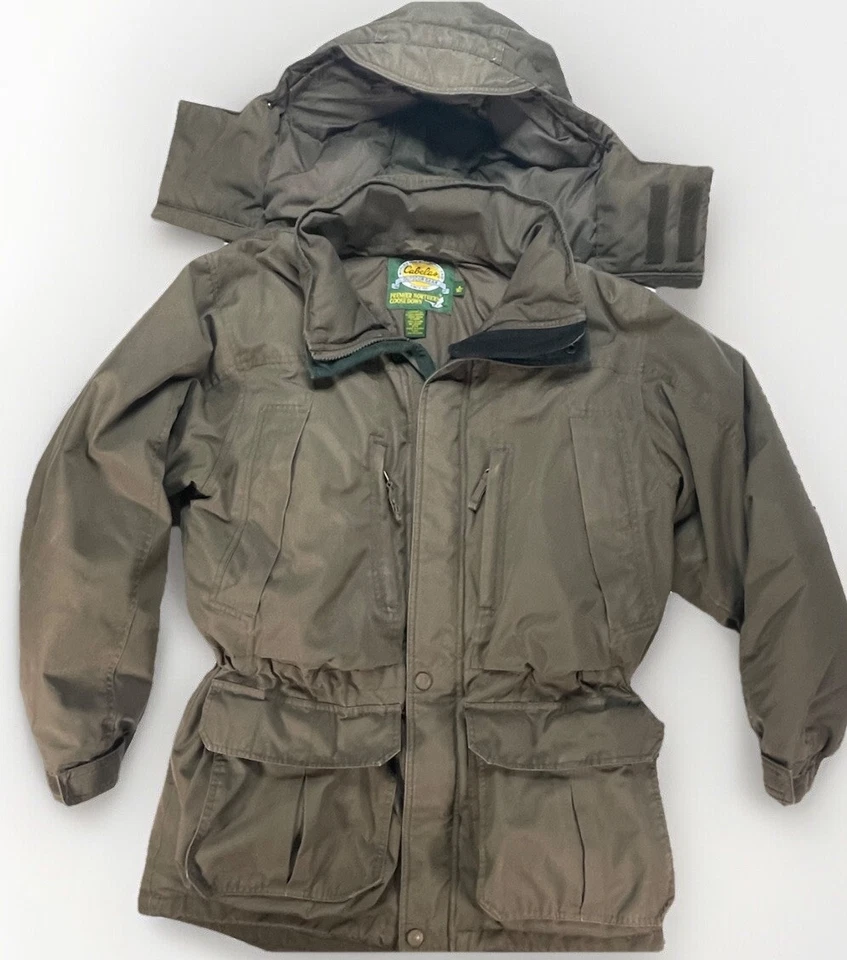 Chaqueta Cabelas Premier Northern Plumón de Ganso Para Hombre M Marrón Gore-Tex Parka con Capucha Foto 2 de 4