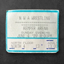 NWA  Pro Wrestling 6/4/89 Kemper Arena Ticket Kansas City Flair Steamboat Funk