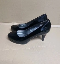 Bandolino Womens MyOne Sz 7.5 M Black Patent Leather 4" Career Pumps