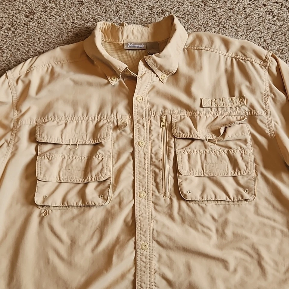 Fishing Shirt Mens Large Islamorada Flats by Quest Outdoor Vented Button Up - Image 2 of 4