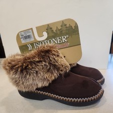 Isotoner Woodlands Women's Slippers Size 7.5-8 Chocolate Fur Memory Foam NWT