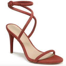 NIB Veronica Beard Marceline Suede Heels 8 Redwood Strappy Ankle Strap Sandals