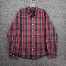 Abercrombie  Fitch Muscle Shirt Mens Large Red Plaid Long Sleeve Button Down