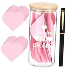 Valentine's Day Love You Message Jar with 120 Pink Heart I love you to Pieces