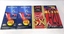 Lot of 4 Sealed Blank VHS Tapes Sony T-120 JVC SX Gold LDX F120 New