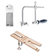 Professional 144 Piece Jeweler's Saw Kit with Adjustable Frame and Bench Pin