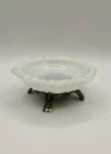 Vintage Milk Glass Thumbprint Pedestal Soap Trinket Dish