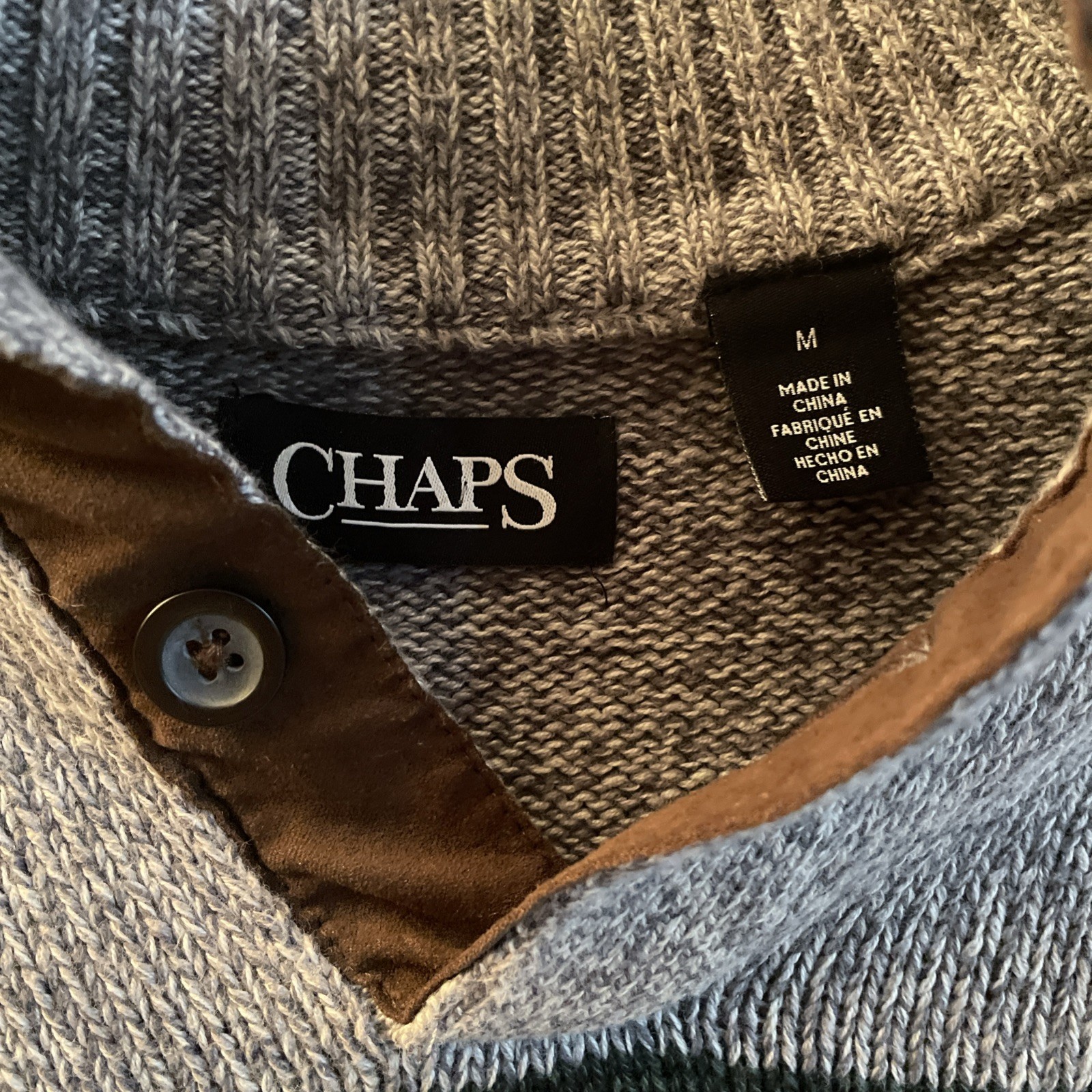 Men’s CHAPS Pullover 3Button Placket Striped Knit… - image 2