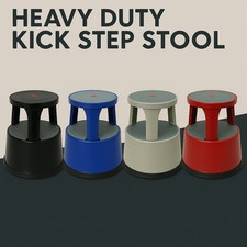 HEAVY DUTY MATAL STEP STOOL SUPASTEP KICK IN  BLUE, RED, BLACK & GRAY COLOUR