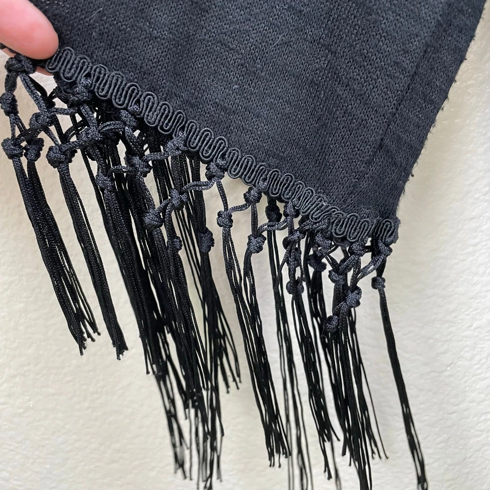 Cardigã de seda agosto vintage tamanho M franja gótica boho bruxa borlas caprichosas  - Imagem 3 de 4