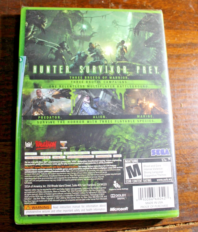 Aliens vs. Predator (Xbox 360, 2010) Brand New & Factory Sealed - Image 2 of 4