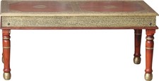 Kaffeetisch, Couchtisch mit Messing Beschlägen  - Modell 15 - 60*120*60 cm