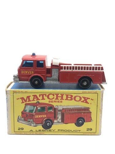 Matchbox Lesney No. 29 Denver Fire Truck Diecast 1:64 Red White w/ Original Box