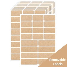 Kraft Label Stickers Removable Writable 1 x 2 inches, 1 x 3 inches Set,