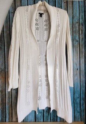 Strickjacke Strickmantel Strick-Mantel Mama Wollweiß   Baumwollmischung Gr. S 