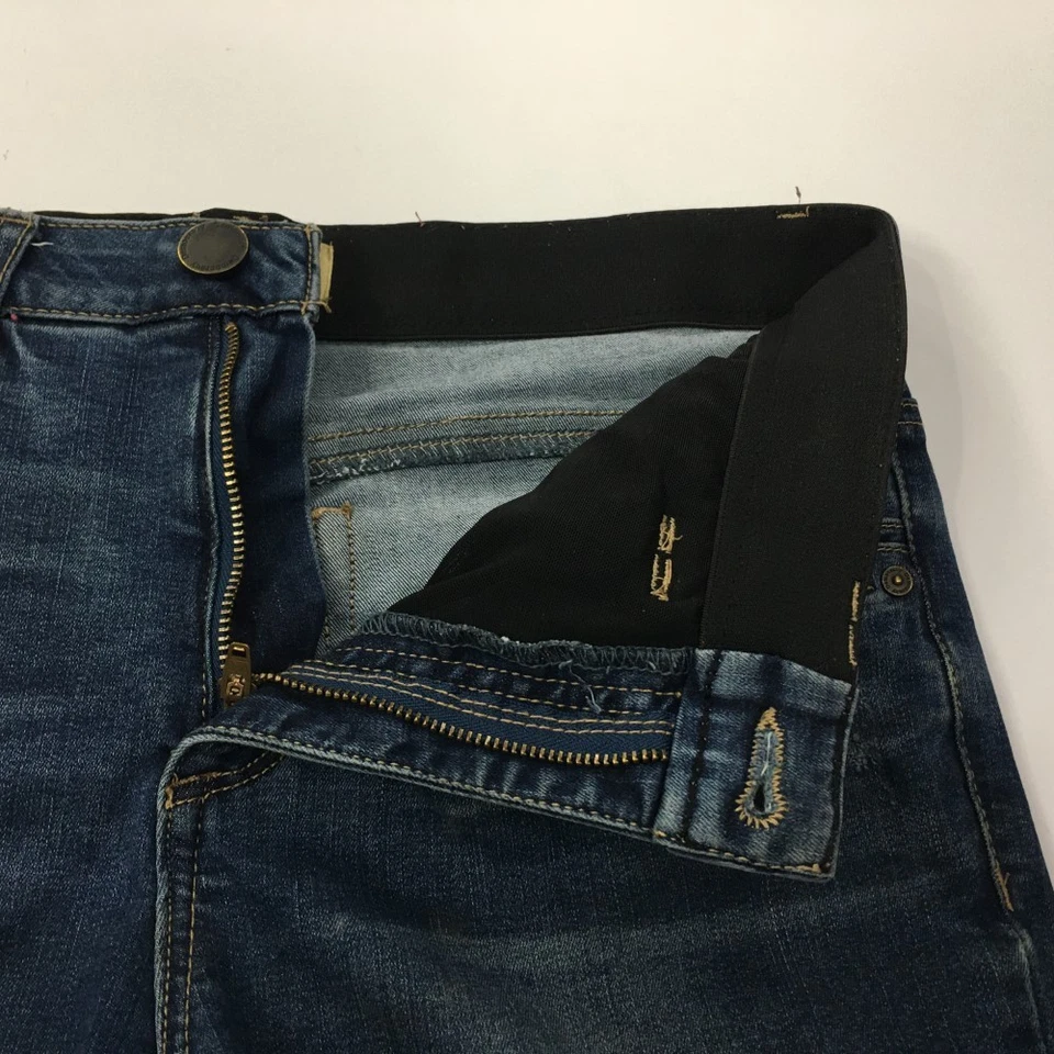 Джинсы Democracy Ab Technology с высокой посадкой искусственно состаренные с потертым подолом расклешенные размер 8 - Изображение 4 из 4