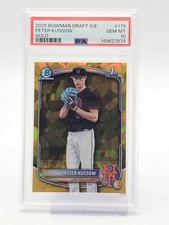PETER KUSSOW 2025 BOWMAN DRAFT GOLD 1ST ROOKIE /50 #BDC-179 METS PSA 10 Q1829