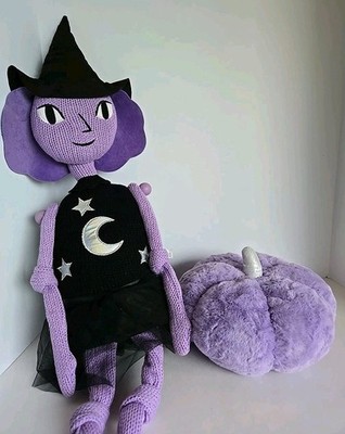 Knit Black Purple Witch Character And Purple Plush Pumpkin Hyde & Eek! Halloween