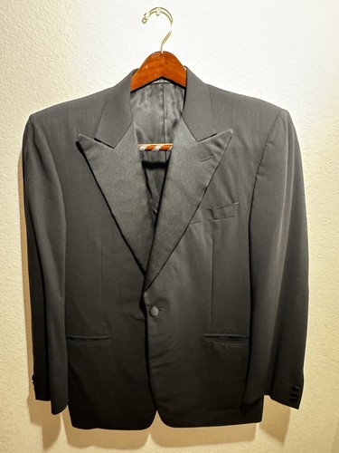 Canali Tuxedo Jacket Mens 38R IT 48 Black Wool Satin Peak Lapel One Button Italy