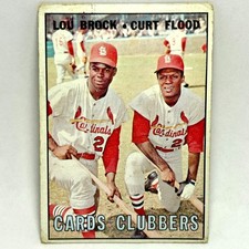 1967 Topps- Cards Clubbers # 63 Curt Flood | Lou Brock HOF St Louis Cardinals VG